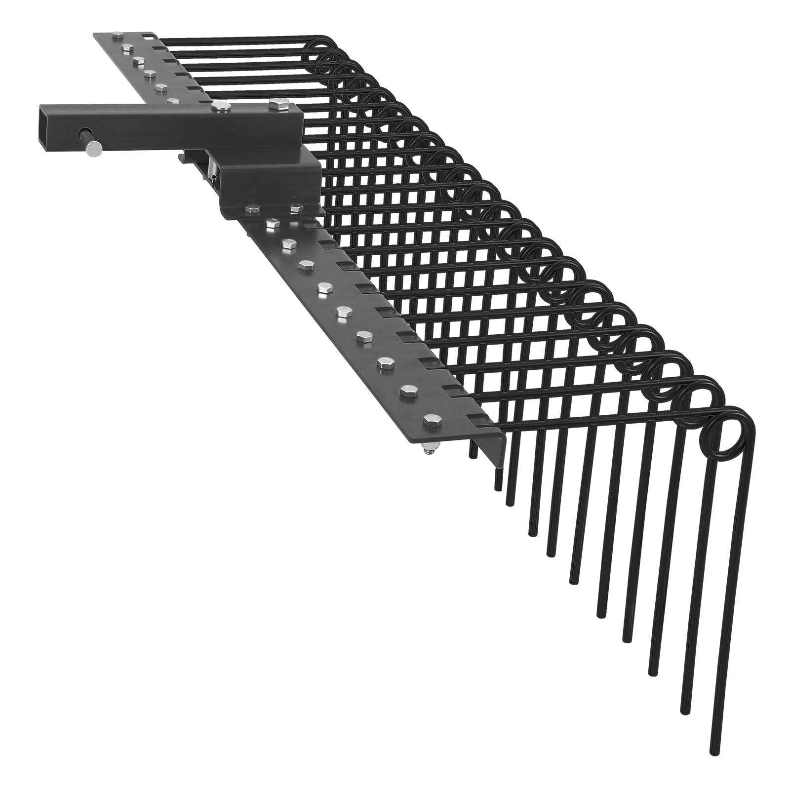 Garvee Rastrello Per Paglia Di Pino 60" Heavy-Duty, 21 Denti, Gancio Ricevitore 2" In Acciaio, Giallo, Per Trattori Da Giardino E UTV