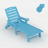 Garvee Lettino da Giardino in HDPE con Schienale Regolabile e Portabibite per Piscina e Giardino 150x60x98cm Resistente e Mobile