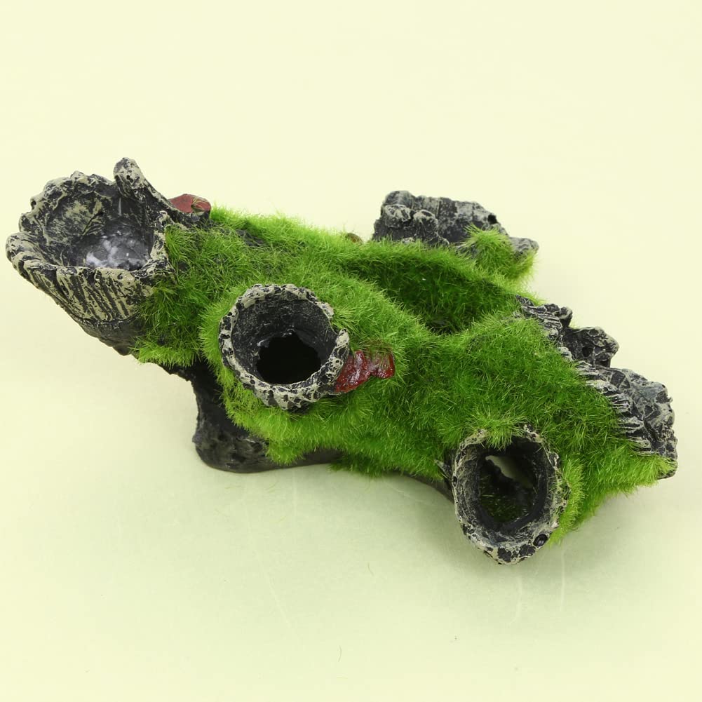 Garvee Casa Albero in Resina con Muschio per Acquario - Nascondiglio per Pesci e Gamberetti, 16x11x7CM, Realistica e Sicura