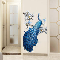 Adesivi murali Garvee con motivo a fiori di pavone, adesivi decorativi autoadesivi e rimovibili, 40 x 90 cm, colori vivaci, PVC resistente