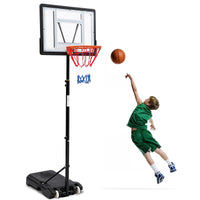 Canestro Basket Esterno Garvee Regolabile 5,2-7 Piedi - Tabellone HDPE 33" Infrangibile, Ruote, Acciaio Resistente Intemperie Giardino Cortile