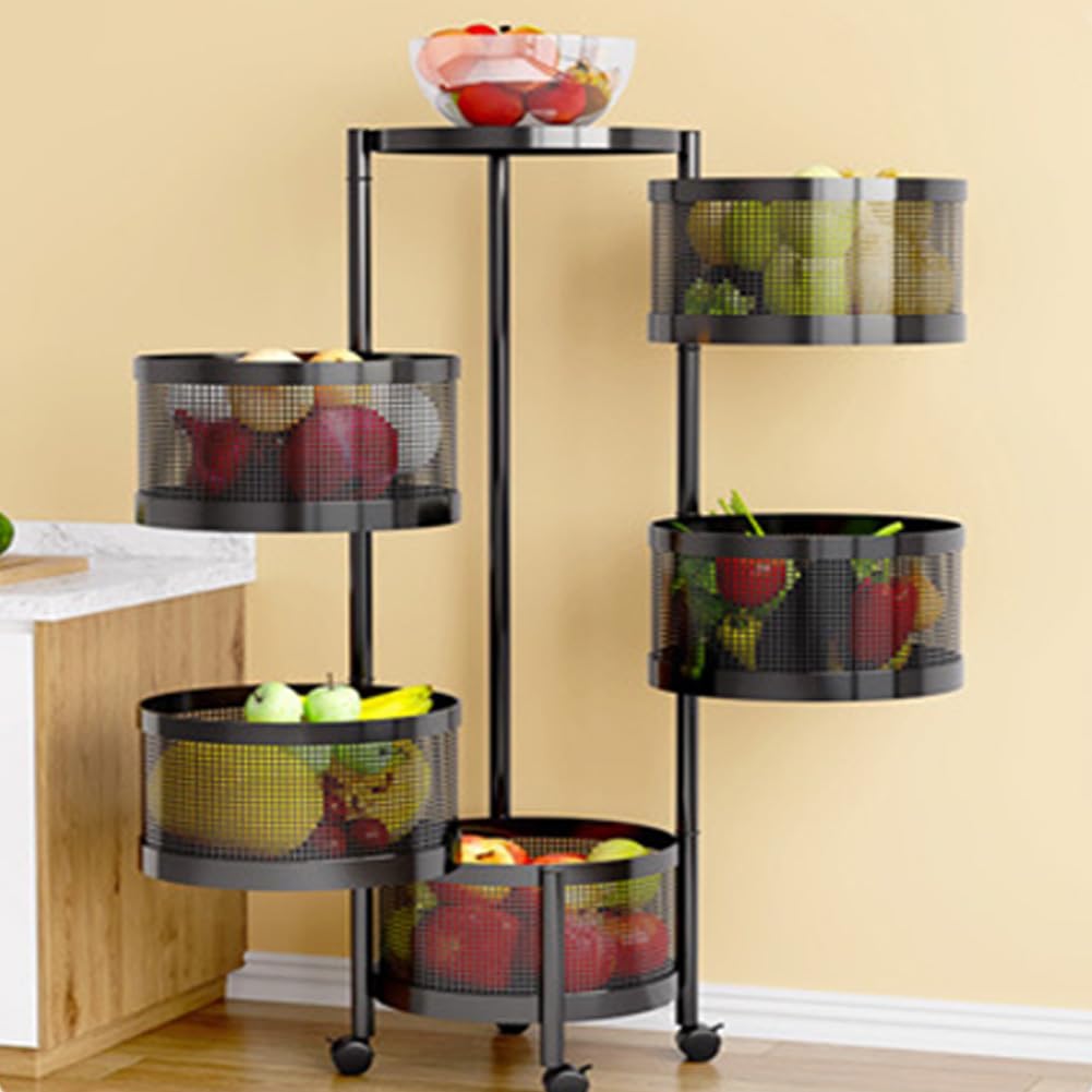 Mensola da cucina in acciaio al carbonio Garvee a 3/4/5 strati con rotazione flessibile e cestelli rimovibili per cucina e soggiorno 30x30x90 cm, bianco perla nero