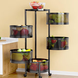 Mensola da cucina in acciaio al carbonio Garvee a 3/4/5 strati con rotazione flessibile e cestelli rimovibili per cucina e soggiorno 30x30x90 cm, bianco perla nero - Nero