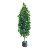 Garvee Albero di Alloro Artificiale 150 cm con Foglie Realistiche, Plastica Ecologica, Pot Bianco Incluso per Interno ed Esterno Protetto