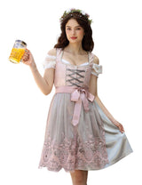 Garvee Dirndl - Abito tradizionale midi da donna, set completo da 3 pezzi per l'Oktoberfest, grigio, taglia 46