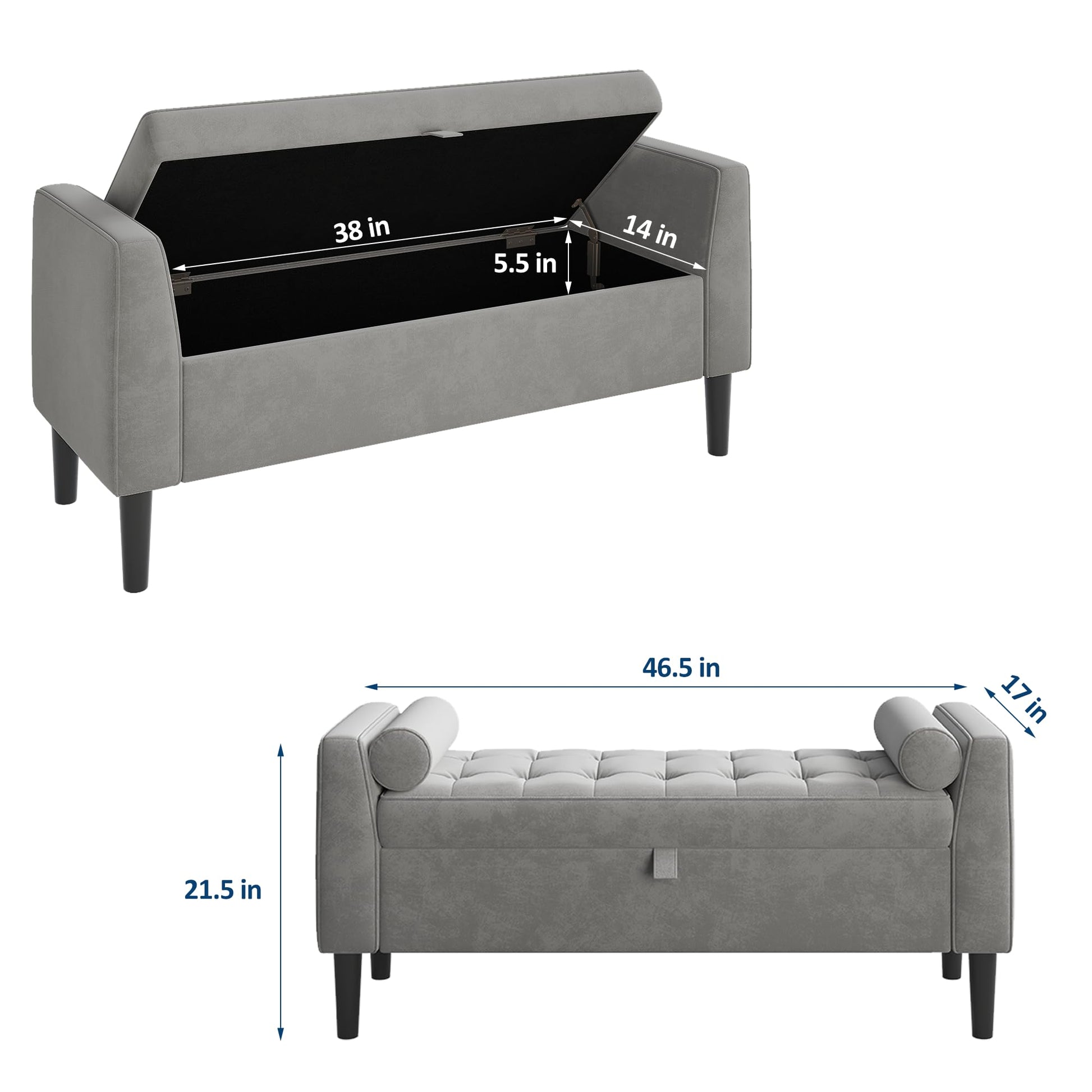 Panca ottomana Garvee con contenitore, imbottita, design capitonné, cerniere in ottone robusto, versatile per camera da letto e corridoio, beige e verde