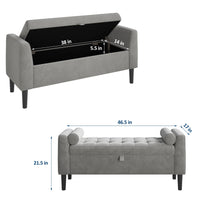 Panca ottomana Garvee con contenitore, imbottita, design capitonné, cerniere in ottone robusto, versatile per camera da letto e corridoio, beige e verde