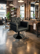 Garvee Sedia da Salone per Parrucchiere Poltrona Barber in Pelle PU Nera per Barbiere e Spa - Black