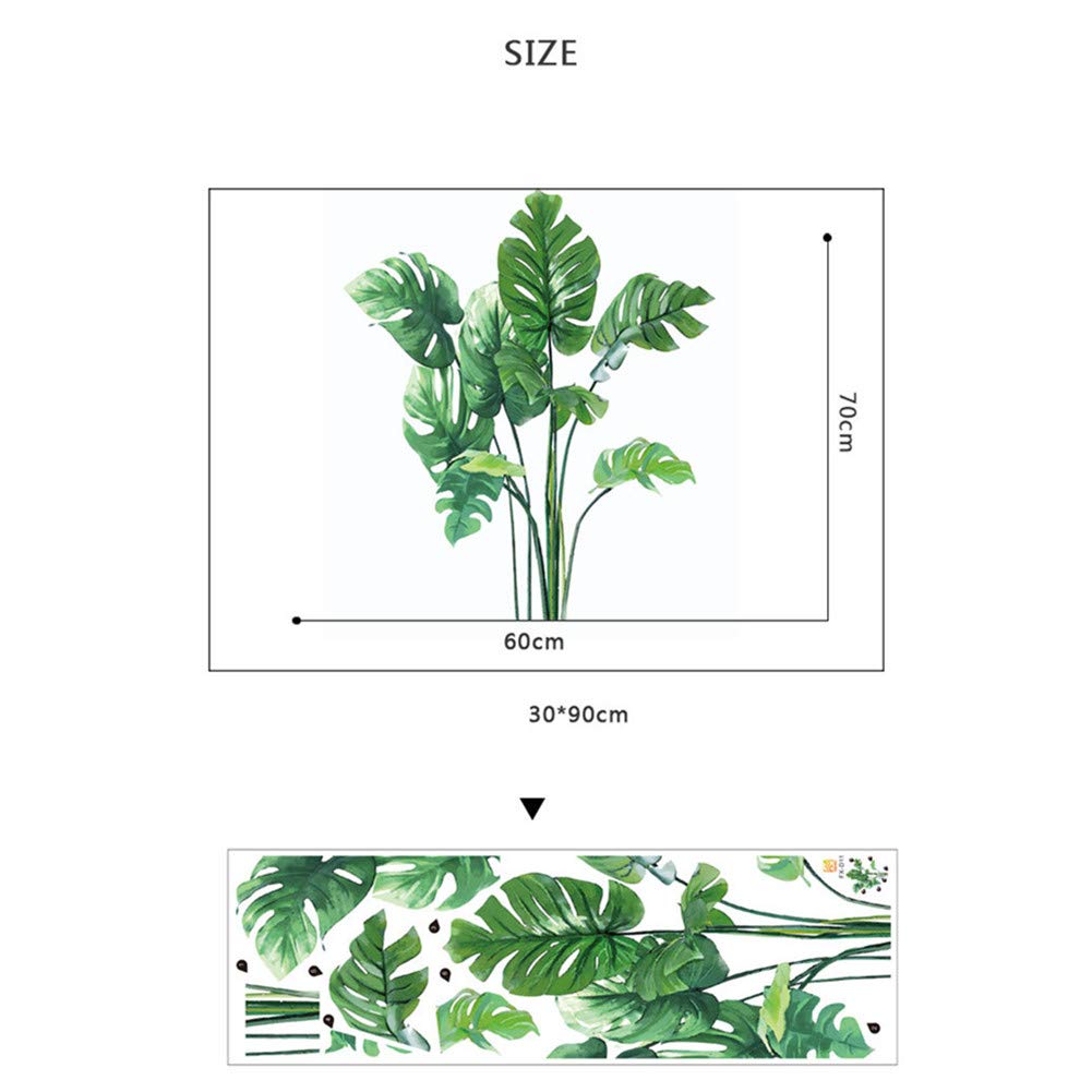 Adesivi murali Garvee Tropical Plants 30 x 90 cm in vinile verde decorativo per soggiorno, camera da letto, cucina, bagno