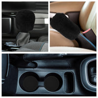 Garvee Set coprivolante soffice da 6 pezzi con coprifreno a mano e portachiavi per auto, nero invernale