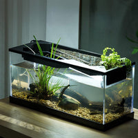 Kit per acquario piccolo Garvee da 3 galloni per pesci Betta con luce LED, generatore di ossigeno, acrilico, filtro silenzioso per ufficio e casa, trasparente