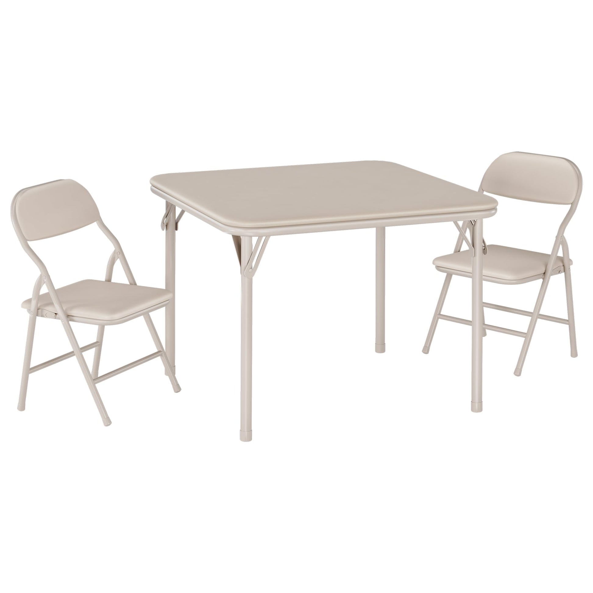 Set tavolo e sedie pieghevoli per bambini Garvee da 3 pezzi, pieghevole, sicuro, in similpelle, antiruggine, per sala giochi e asilo