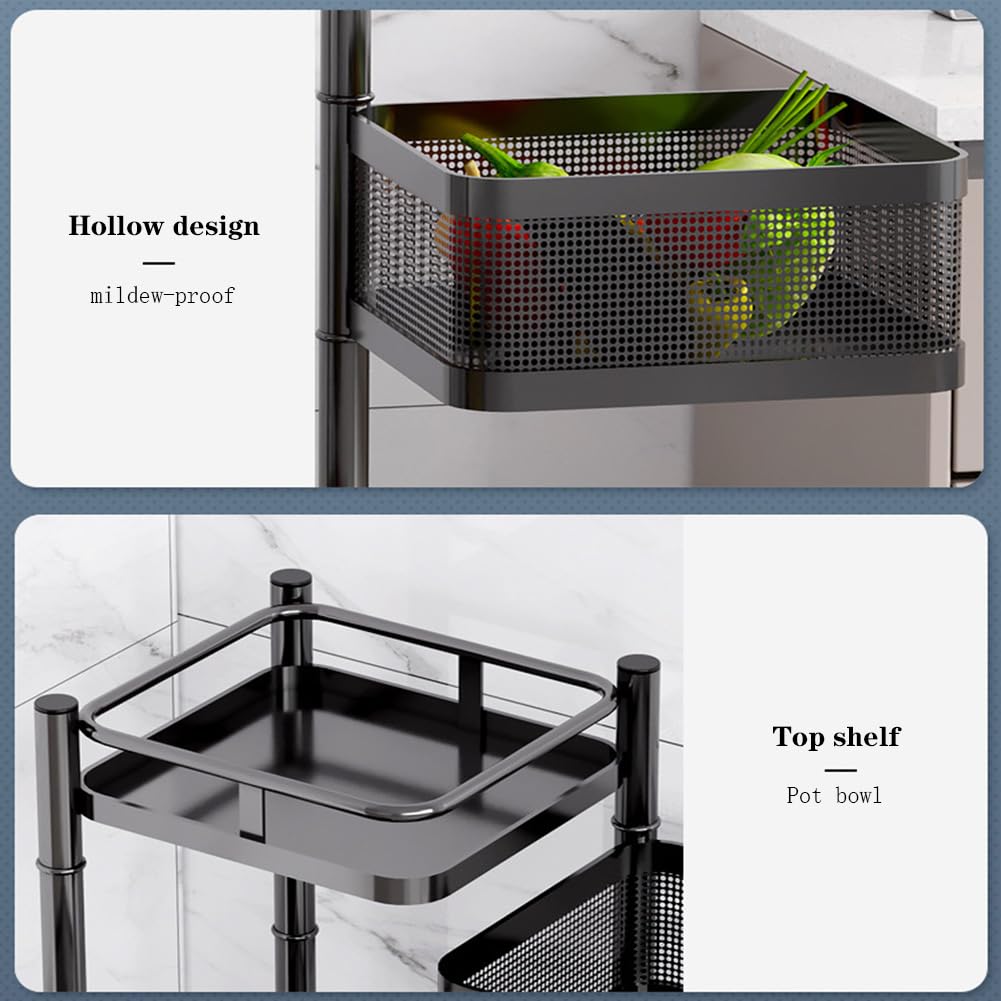 Carrello in metallo nero a 5 ripiani Garvee, 94x28x28 cm, carrello da cucina per carichi pesanti in magazzini, garage e negozi al dettaglio con struttura durevole