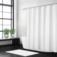 Garvee Schwerer Leinen-Duschvorhang 240GSM Wasserabweisend Waschbar Mit Haken Für Badezimmer 180x244 cm Weiß Hotelstil Robust