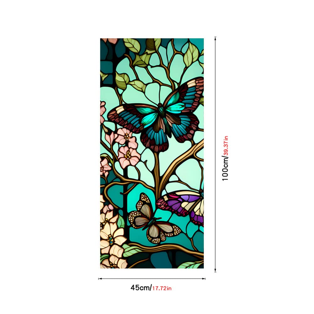 Pellicola per la privacy delle finestre Garvee, motivo floreale a farfalla, rimovibile, protezione UV, per bagno e camera da letto, 45x100 cm, trasparente