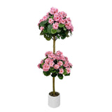 Garvee Pianta Artificiale Geranio 4FT In Tessuto Di Seta E Plastica, Fioriera Bianca Soffiata, Per Interni Ed Esterni, Verde E Bianco - Pink