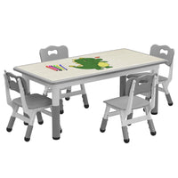Set tavolo e 4 sedie per bambini Garvee, altezza regolabile con piano del tavolo decorato con graffiti, gambe antiscivolo per casa e asilo