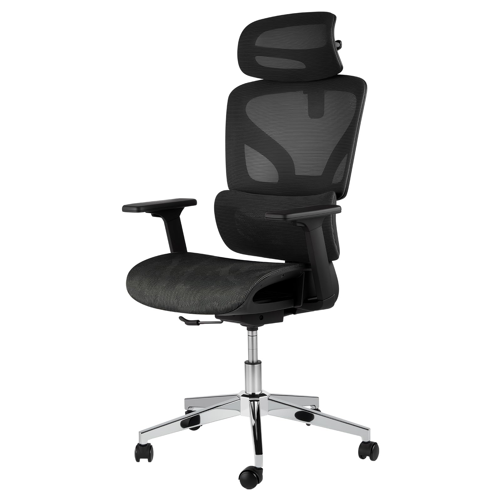 Sedia da ufficio ergonomica Garvee con schienale alto in rete e braccioli 4D, supporto lombare per ufficio domestico, altezza del sedile regolabile, nera