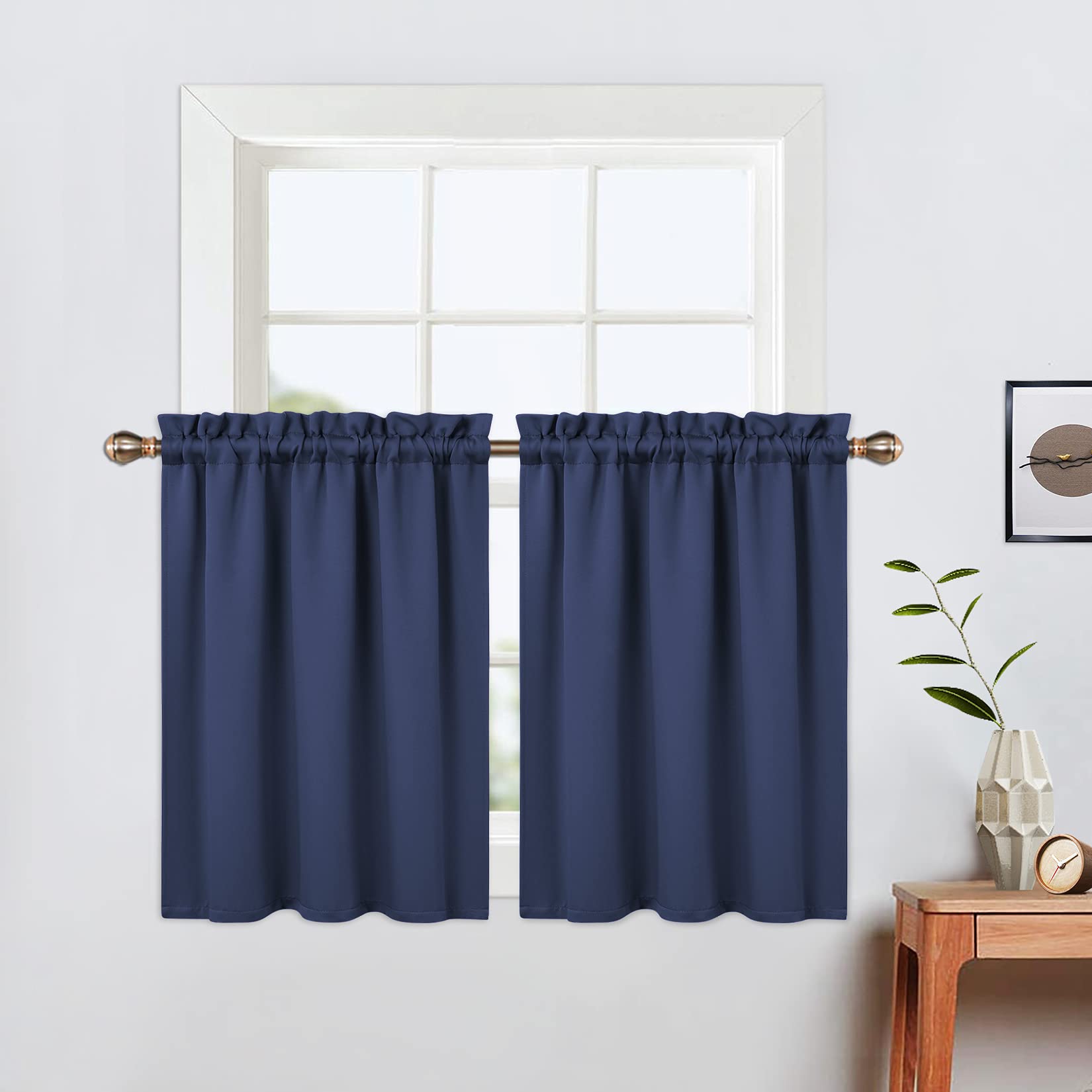 Tende oscuranti corte Garvee da 24 pollici, 2 pannelli, oscuranti, materiale pesante, blu navy, per piccole finestre, cucina e soggiorno