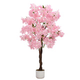 Garvee Albero di Ciliegio Artificiale 1,2 m con Vaso Nero, Petali Rosa Chiaro, Decorazione Interna ed Esterna - Rosa