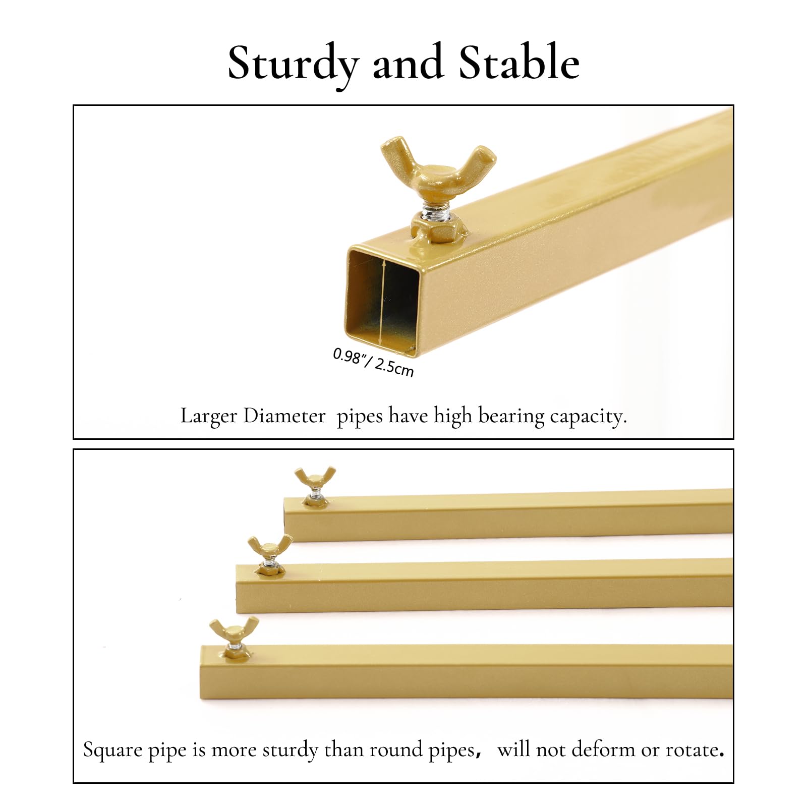 Garvee 8x8 FT Supporto per fondale quadrato per matrimonio in metallo dorato, stabile e resistente alla corrosione per feste e cerimonie