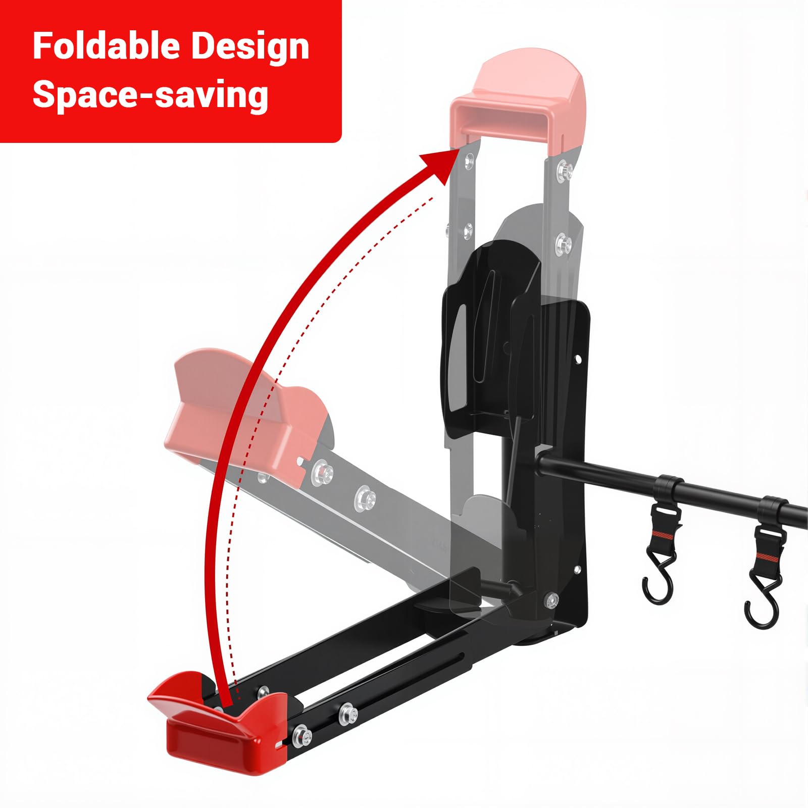 Supporto da parete per bicicletta pieghevole e girevole Garvee per ruote da 20-29", metallo, capacità di carico 35 kg, ganci, garage e casa, salvaspazio
