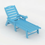 Garvee Lettino da Giardino in HDPE con Schienale Regolabile e Portabicchieri per Piscina e Giardino 150x60x98cm Resistente e Mobile