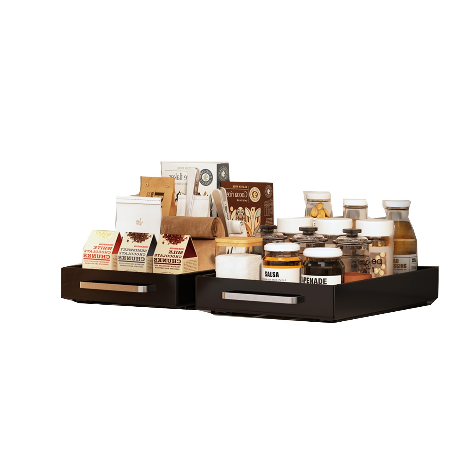 Garvee Set 2 Cassetti Adesivi Estraibili Organizzatore Snack e Asciugamani Acciaio Carbonio Nero Cucina e Bagno