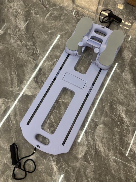 Garvee Pilates Reformer Machine con corda di resistenza per casa e palestra, 102x36x2 cm, pieghevole, nero