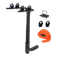 Portabici posteriore Garvee per 2 biciclette con stabilizzatore e cinghie, gancio di traino per bici elettriche, distanza tra i bracci 12,7-18,3 cm, nero