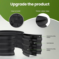 Aiuola rialzata in metallo ovale zincato senza fondo Garvee 195x60x28cm con bordo di sicurezza