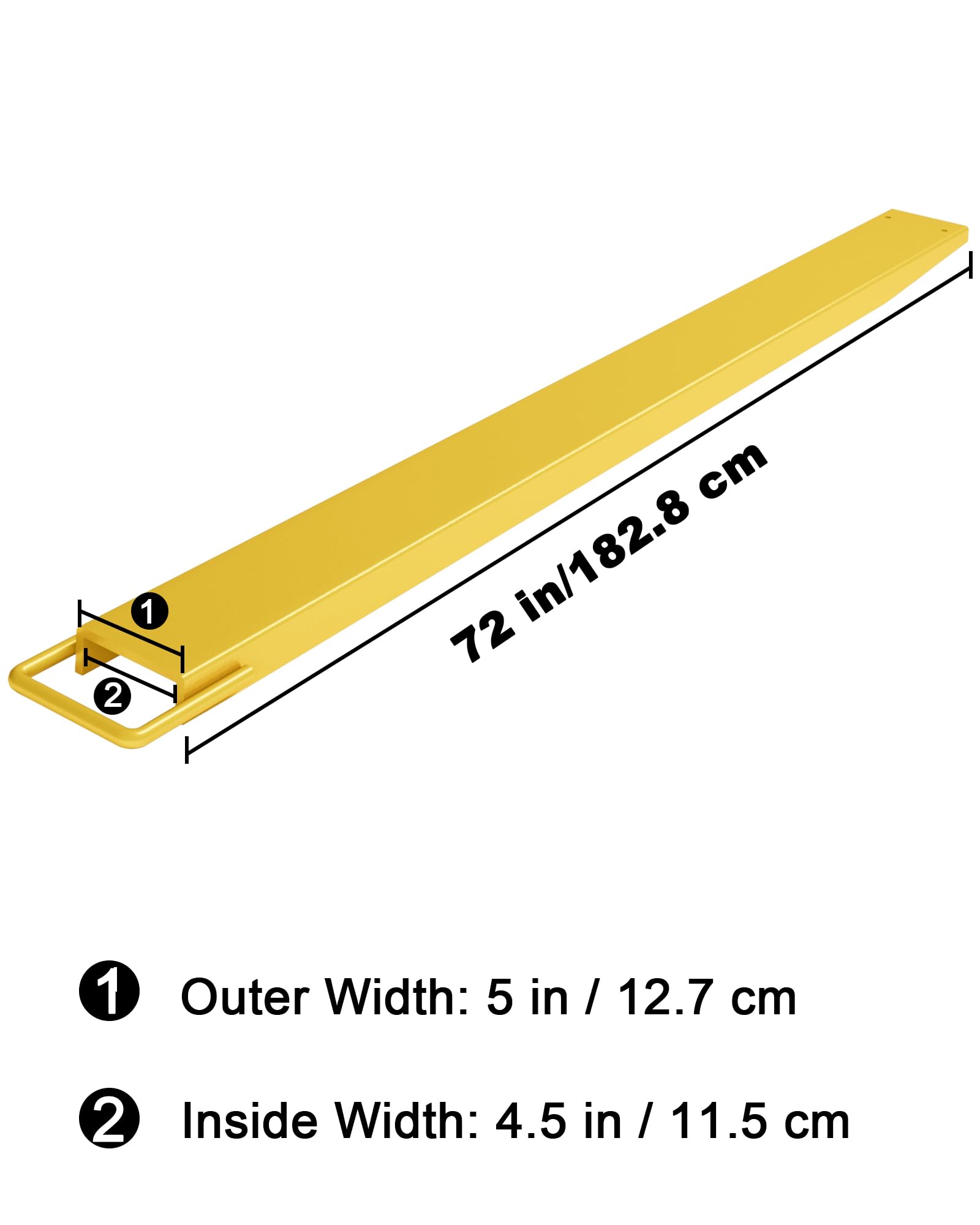 Estensione per forca per pallet Garvee, larghezza 4,5", lunghezza 72", capacità di carico 4600 libbre, acciaio giallo, per carrelli elevatori, cantieri edili, magazzino