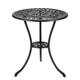 Tavolo da bistrot da esterno Garvee da 24" in ghisa rotonda con foro per ombrellone da 2" per balcone e giardino, nero