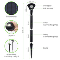 Garvee Luci Solari Da Giardino 4 Pezzi Con Sensore Movimento, ABS Resistente, IP65 Impermeabile, Altezza Regolabile, Per Esterni E Percorsi, Nero