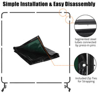 Schermo Saldatura Garvee 3 Pannelli 6x6 Piedi per Festa del Papà - Telaio Acciaio PVC Trasparente Ignifugo Verde Portatile per Officine Garage