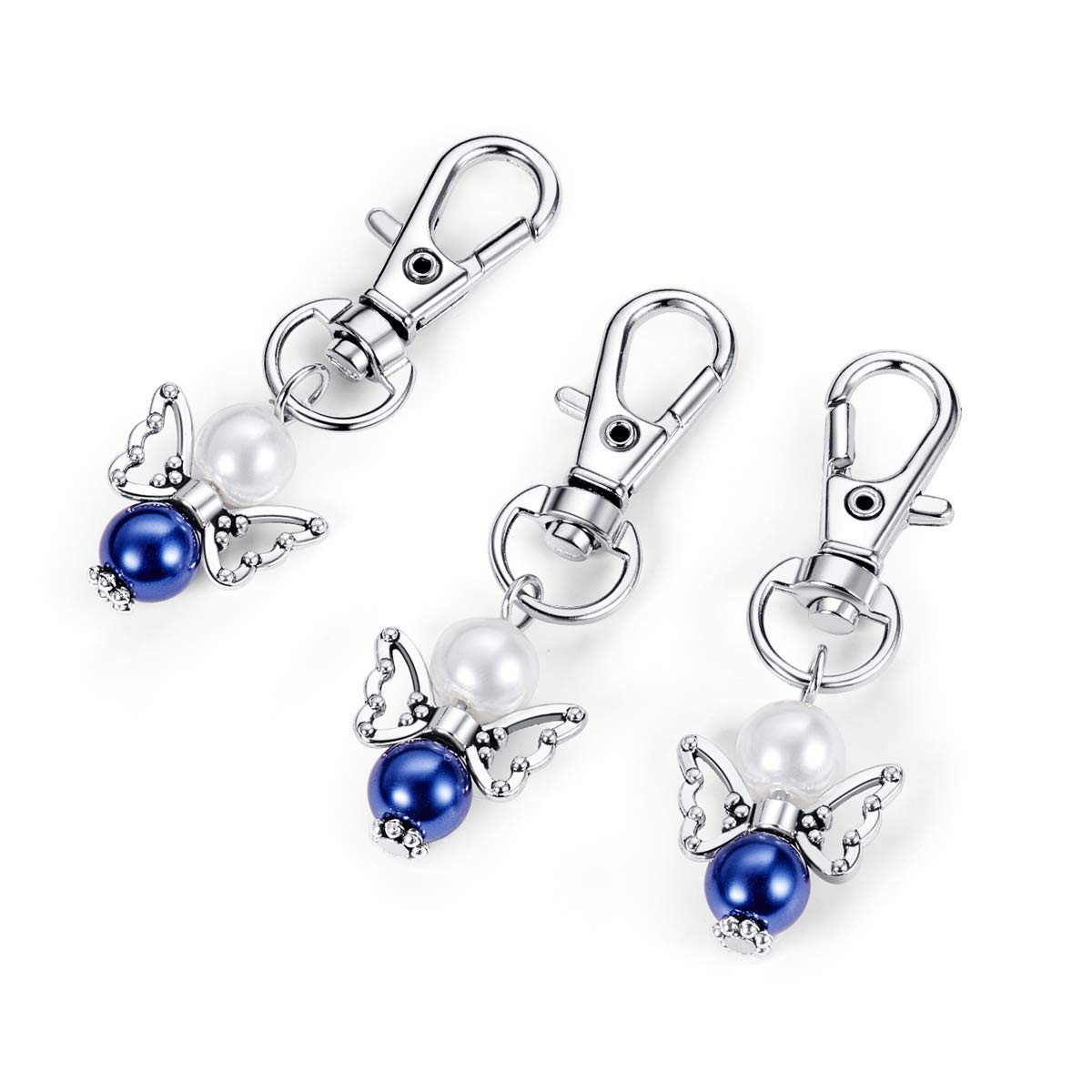 Set portachiavi Garvee Guardian Angel, 20 pezzi con perla, lega di zinco, sacchetto in organza per baby shower e matrimonio, 2.1 pollici, trasparente