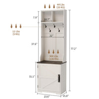 Appendiabiti Garvee Farmhouse 3 in 1 con 6 ganci e panca portascarpe per corridoio e ingresso, MDF, design rustico, spazio di archiviazione, posti a sedere