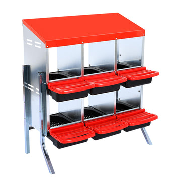 Nido per polli Garvee a 6 fori con coperchio rimovibile, in metallo, design arrotolabile per pollai e anatre, robusto, ventilato, facile da pulire