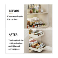 Cassetto telescopico Garvee, cassetto estensibile, organizer per mobili da cucina, 20 cm L x 43 cm P x 7 cm A, nero, senza fori o chiodi.
