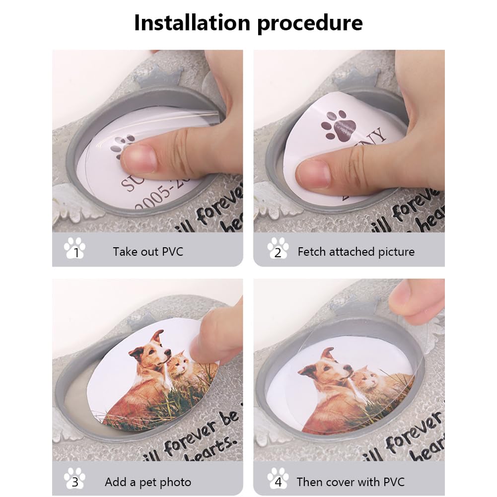 Garvee Paw Print Pet Lapide commemorativa per gatti in resina realistica per giardino, interni ed esterni, angelo, regalo di condoglianze