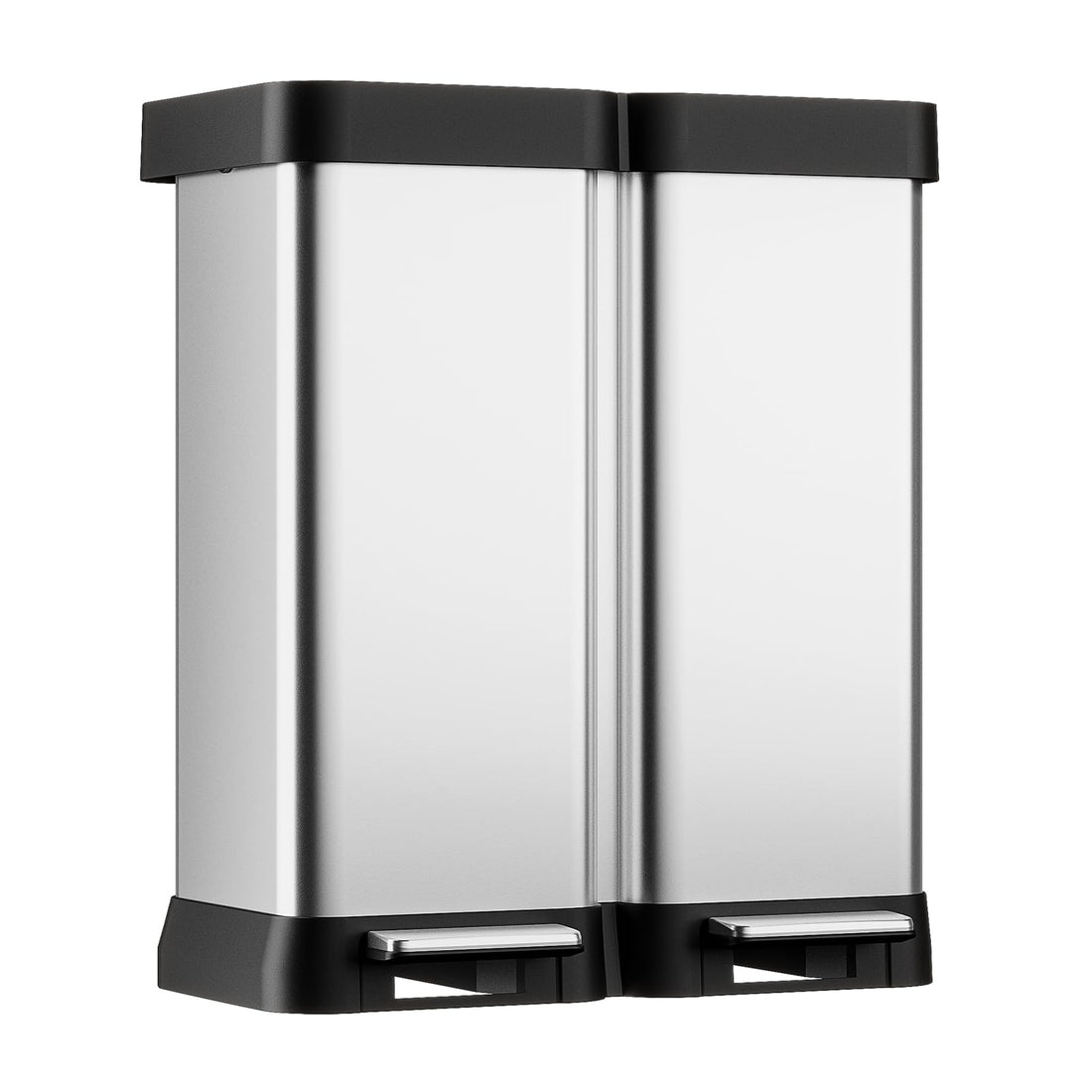 Pattumiera Garvee da 16 galloni con doppio scomparto per rifiuti e riciclaggio, coperchio a chiusura ammortizzata, pedale in acciaio inossidabile per cucina e ufficio, salvaspazio, senza secchio interno