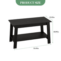Tavolino rustico Garvee con doppio ripiano, rettangolare, in legno, finitura nera, per soggiorno e ufficio, 31,5x15,4x18,9 pollici