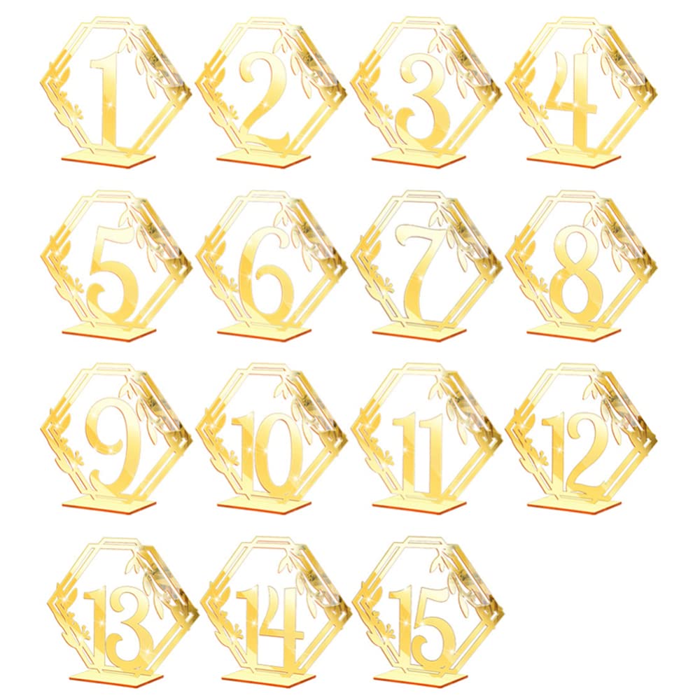 Garvee Set 3D Numeri Tavolo Matrimonio Acrilico Oro Specchio Sechseck Design Elegante Robusto 1-15