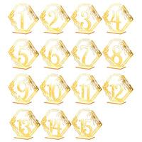 Garvee Set 3D Numeri Tavolo Matrimonio Acrilico Oro Specchio Sechseck Design Elegante Robusto 1-15