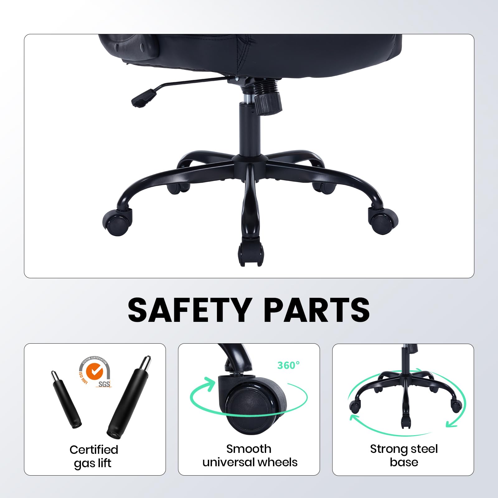 Garvee Sedia Da Ufficio Ergonomica In Pelle PU Nera Con Supporto Lombare Regolabile Confortevole Design Moderno Per Ufficio E Studio