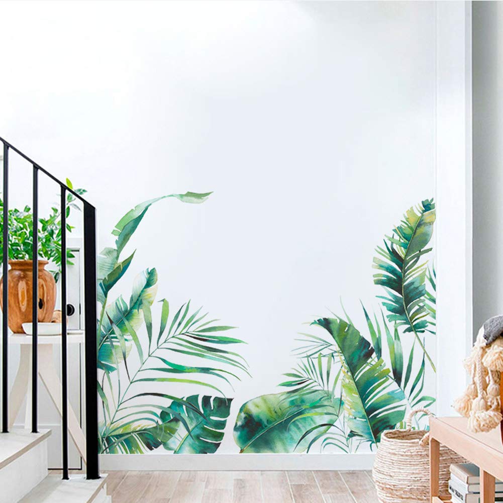 Adesivi murali Garvee Green Plant Foglie tropicali PVC autoadesivo per soggiorno Ufficio 30x90cm Design moderno