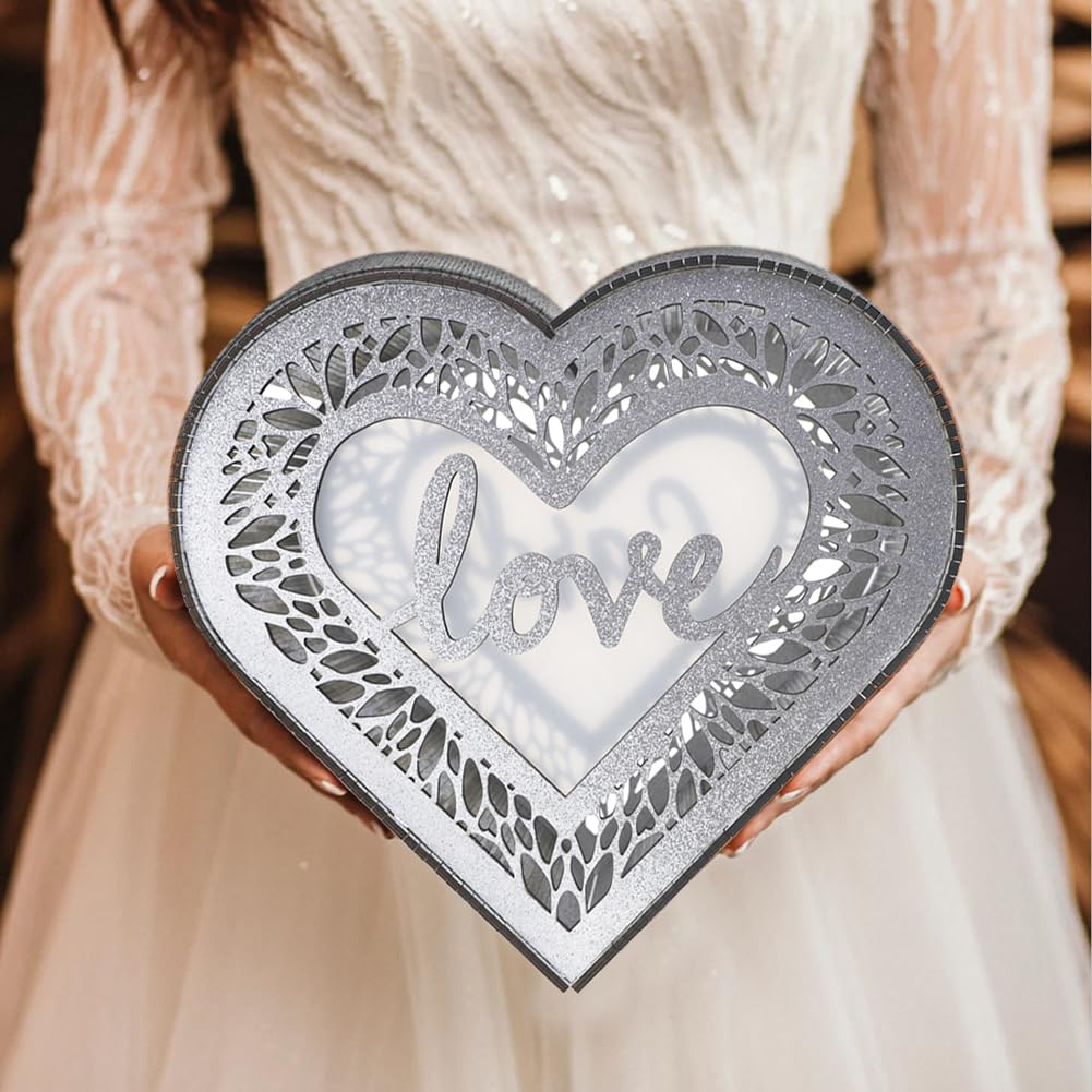 Garvee Scatola porta biglietti in legno per eventi, busta rustica, porta biglietti per ricevimenti, compleanni, addio al nubilato, feste, matrimoni, decorazioni in argento