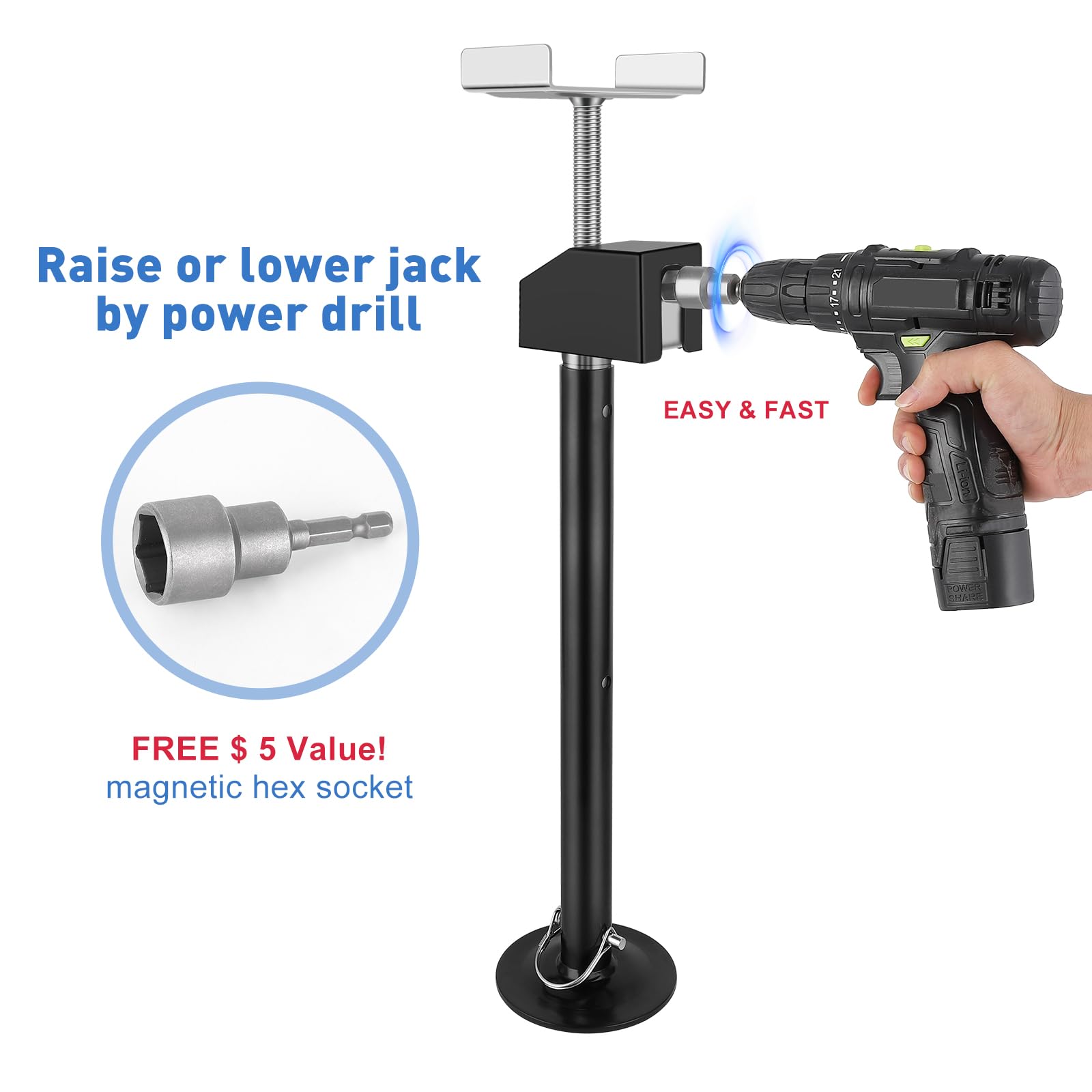 Garvee, set di 2 supporti estraibili per camper, regolabili in acciaio 53,51-86,99 cm, portata 2268 kg ciascuno, resistenti alla ruggine, compatti per roulotte