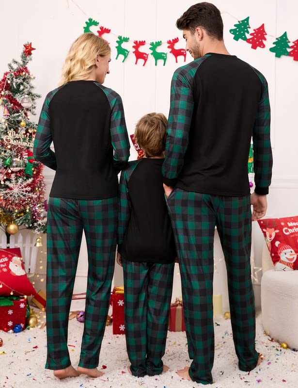 Pigiama natalizio Garvee per la famiglia, completo da notte a maniche lunghe da donna, due pezzi, verde, 2XL