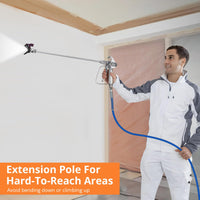 Spruzzatore di vernice airless Garvee 1010W con pressione di 3000 PSI, flusso regolabile, asta di prolunga, tubo ad alta pressione per uso interno ed esterno, blu